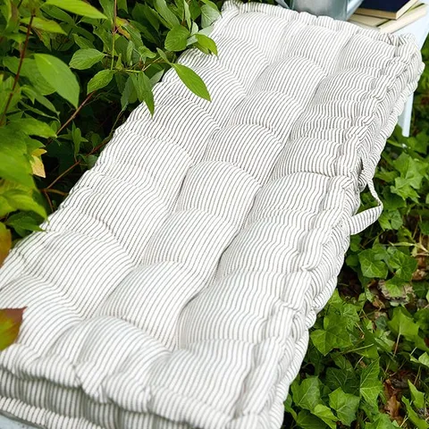 BOXED COTTON TICKING STRIPE INDOOR OUTDOOR GARDEN BENCH SEAT CUSHION