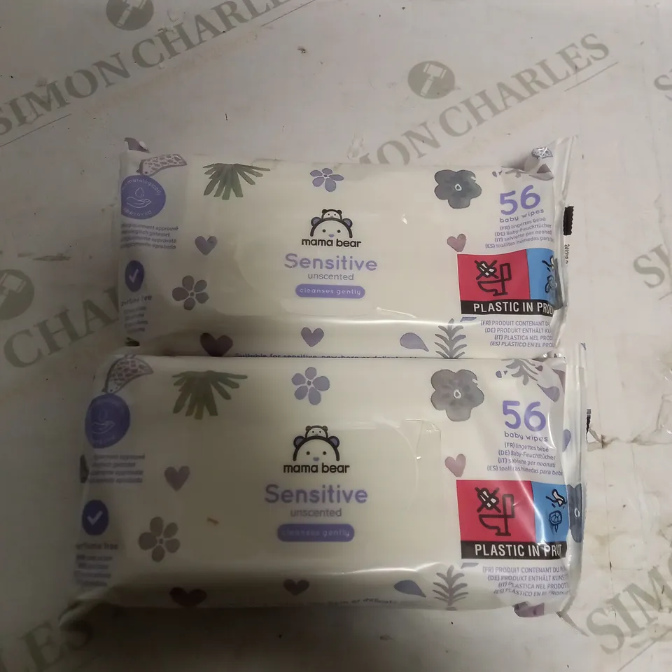 LOT OF 9 X 56 MAMA BEAR SENSITIVE UNSCENTED BABY WIPES 