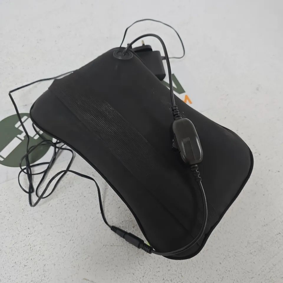 BLACK MASSAGE NECK PILLOW WITH INTEGRATED ELECTRONIC CONTROLLER 