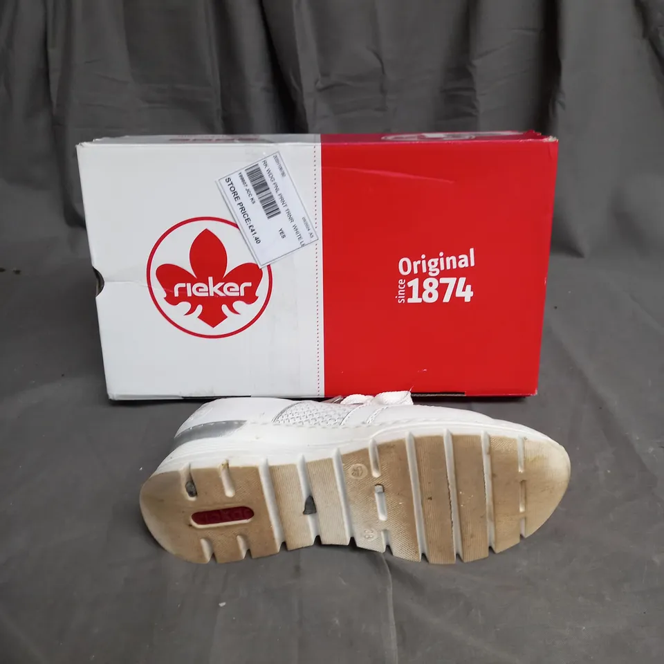 BOXED RIEKER RAISED WHITE ZIP UP TRAINERS SIZE 5 