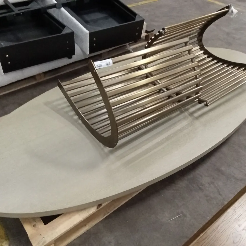 QUALITY DESIGNER OVAL SHAPED DINING TABLE WITH METAL LEGS