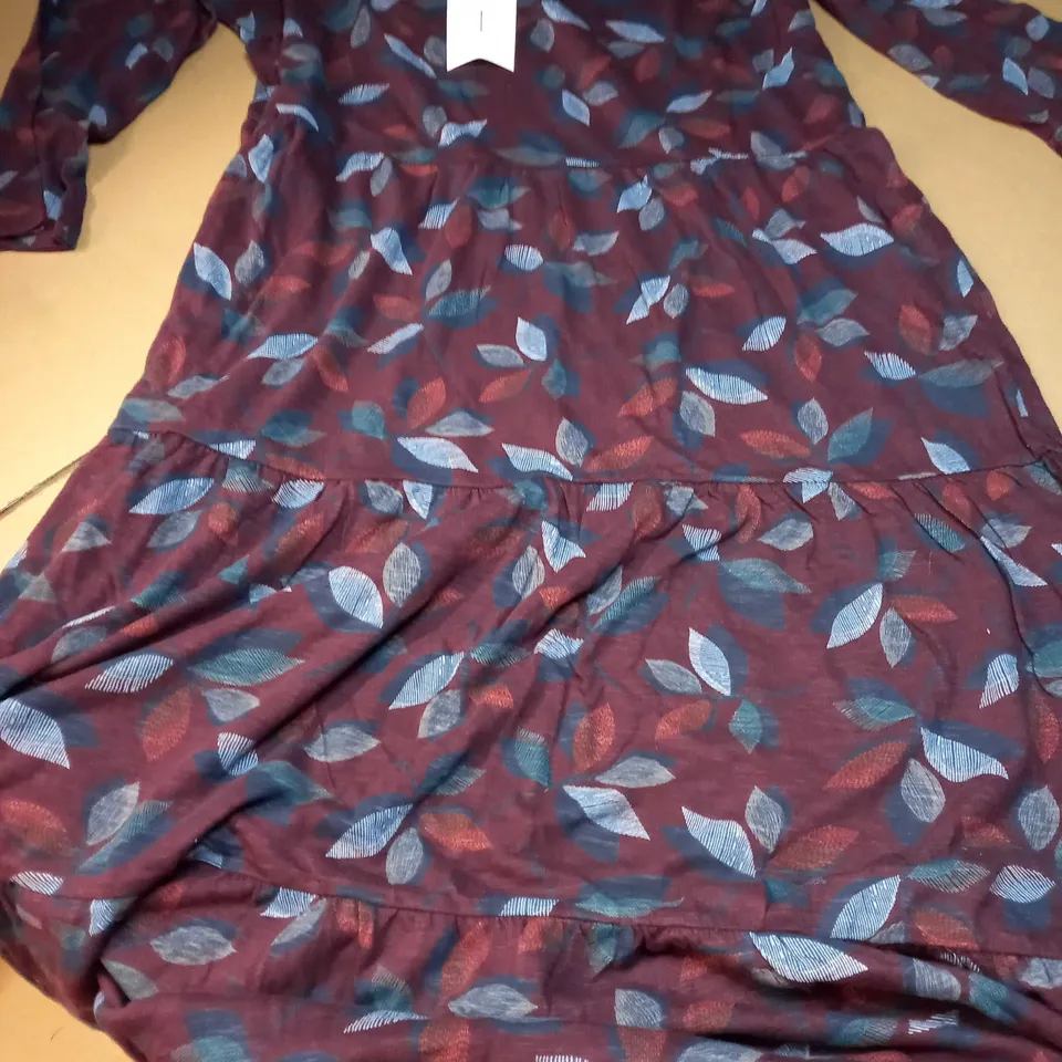 SEASALT CORNWALL LAYERED LEAVES DARK HELLEBORE MIDI DRESS - SIZE 14