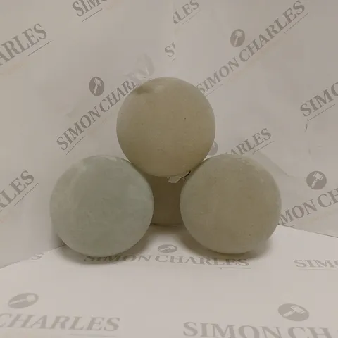 BOXED VERY HOME SET OF 4 LARGE FLOCKED BAUBLES IN GREEN