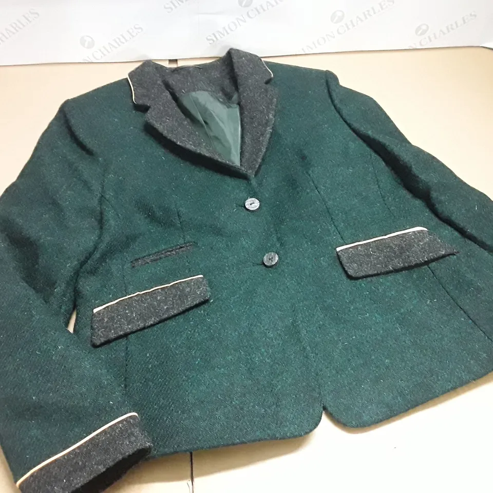 HARRIS TWEED PURE NEW WOOL BLAZER IN GREEN - UK 16