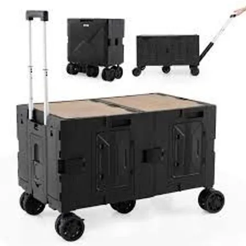 BOXED COSTWAY COLLAPSIBLE WAGON CART FOLDABLE UTILITY CART WITH TELESCOPING HANDLE-BLACK