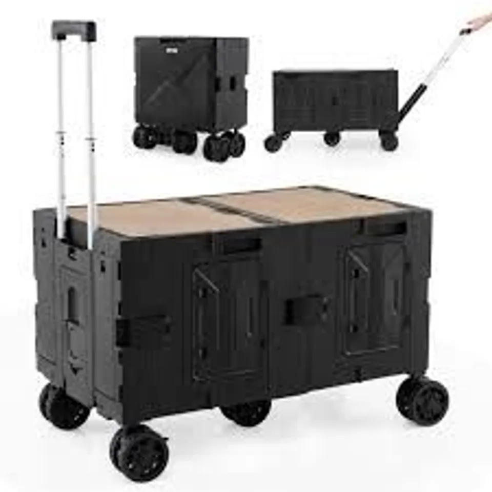 BOXED COSTWAY COLLAPSIBLE WAGON CART FOLDABLE UTILITY CART WITH TELESCOPING HANDLE-BLACK