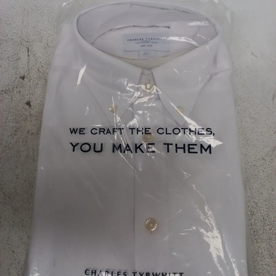 CHARLES TYRWHITT WHITE NON-IRON SLIM FIT SHIRT – UK 16 NECK, 34IN SLEEVE
