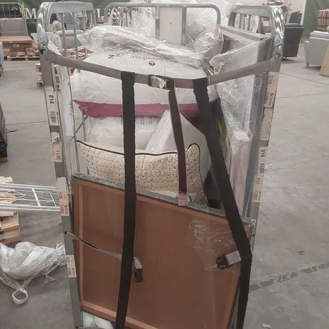 CAGE CONTAINING A LARGE QUANTITY OF ASSORTED HOUSEHOLD ITEMS INCLUDING: PILLOWS, CUSHIONS, PAINTINGS ECT // CAGE NOT INCLUDED