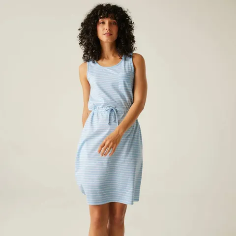 BRAND NEW REGATTA WOMENS ARIENA CASUAL DRESS IN CHAMBRAY BLUE/WHITE SIZE UK 12
