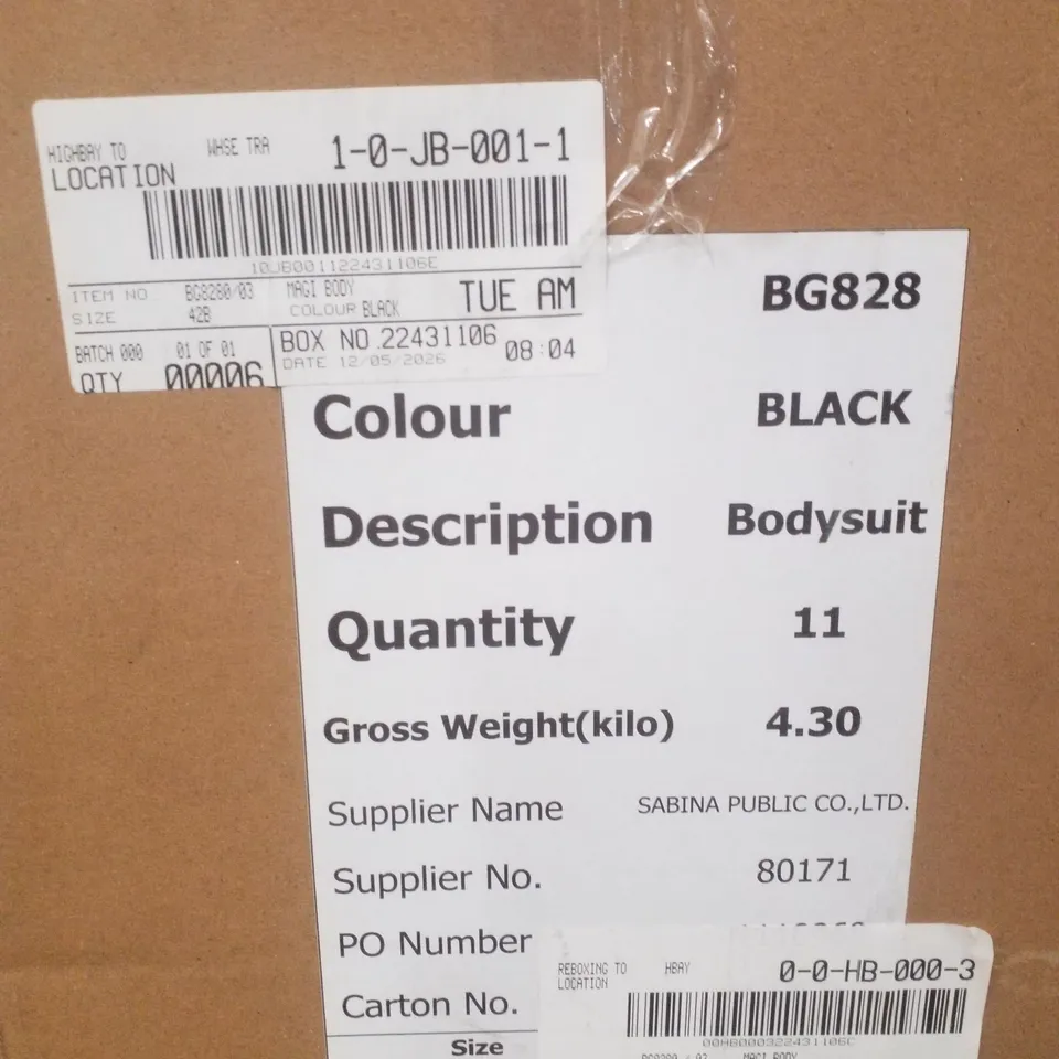 BOX CONTAINING APPROXIMATELY 6 BRAND NEW MAGISCULPT BLACK BODYSUITS - SIZE 42B