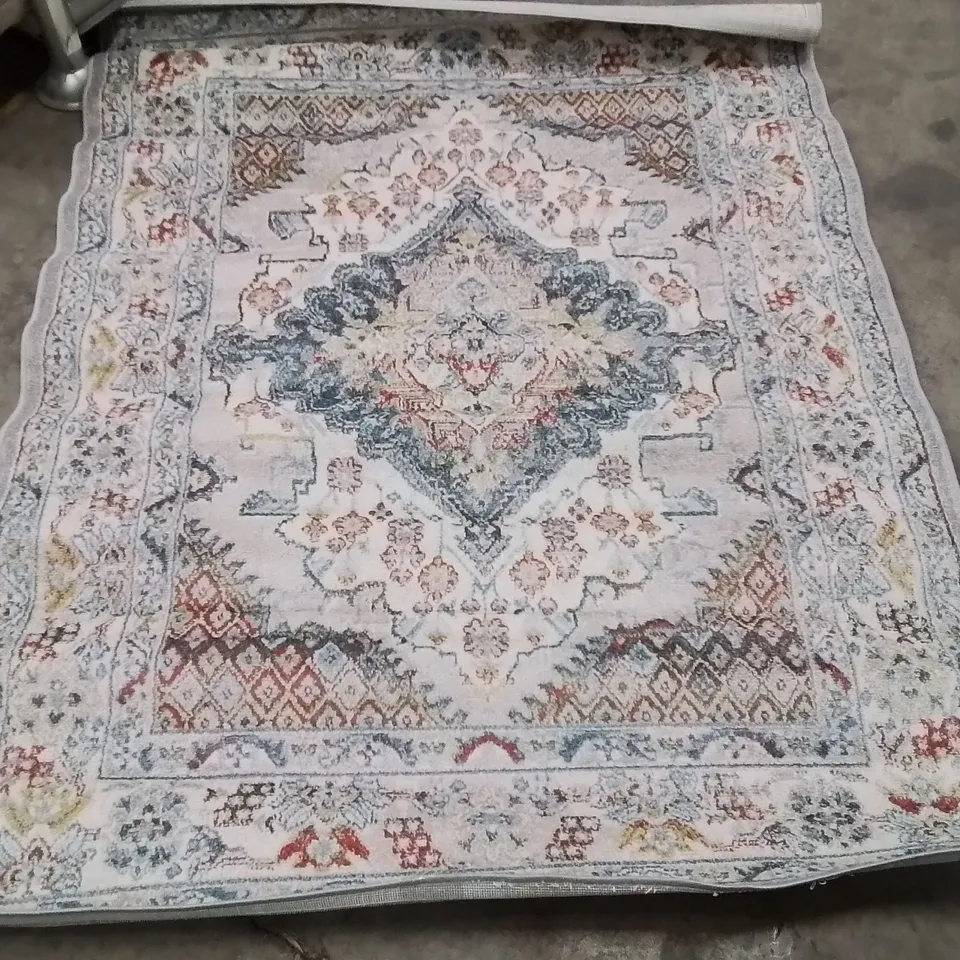 MACHINE WOVEN BLUE/BROWN/GREY INDOOR RUG 160×213CM 