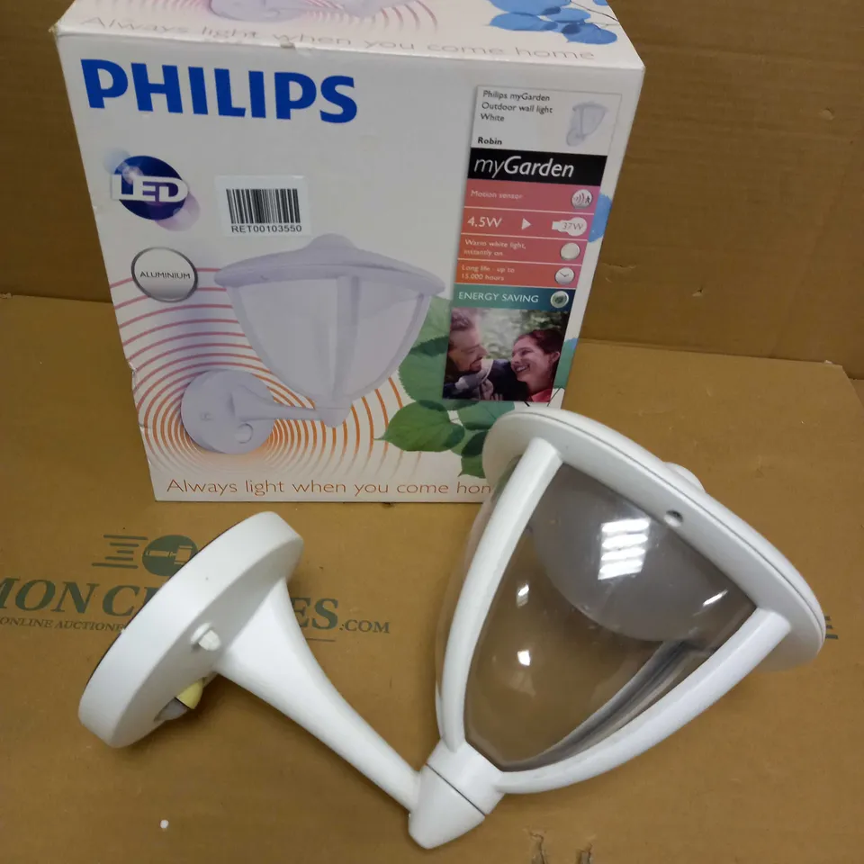 PHILIPS ROBIN WHITE OUTDOOR WALL LIGHT 
