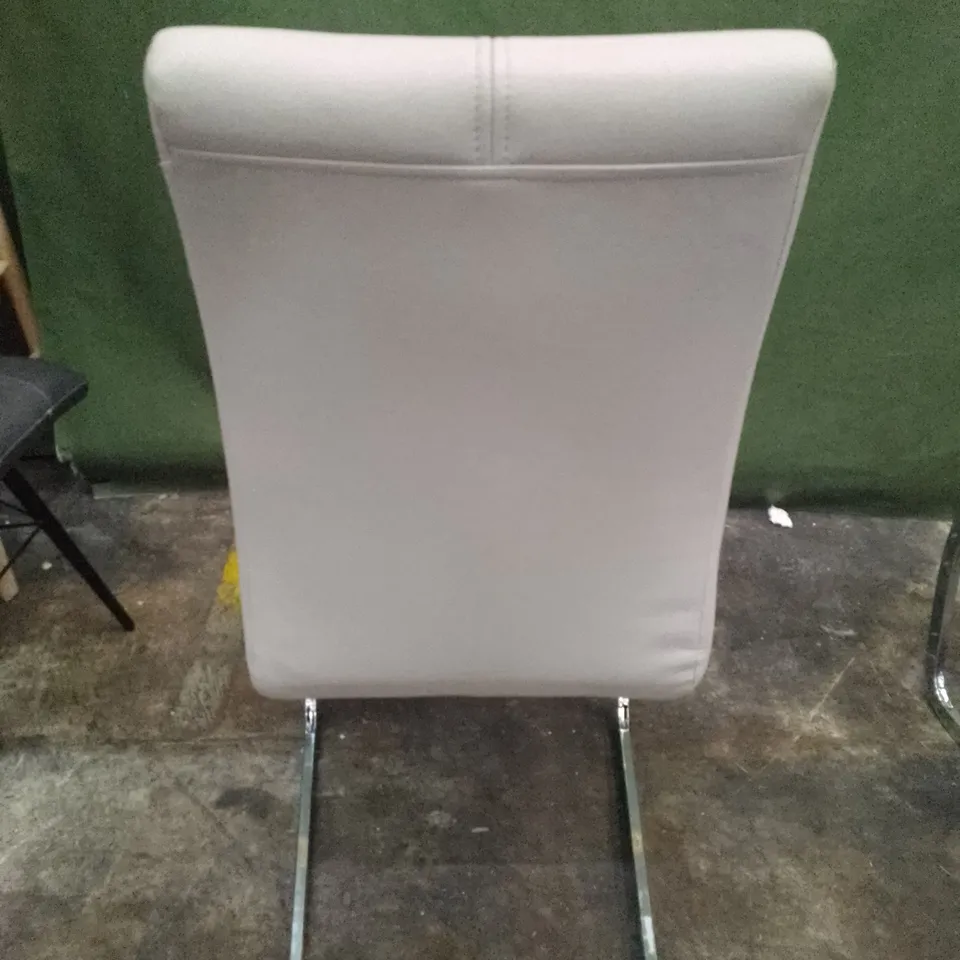 LIGHT GREY LEATHER DINING CHAIR