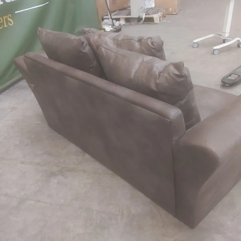 DESIGNER DURY 2 SEATER LEATHER LOOK SOFA - CHOCOLATE 