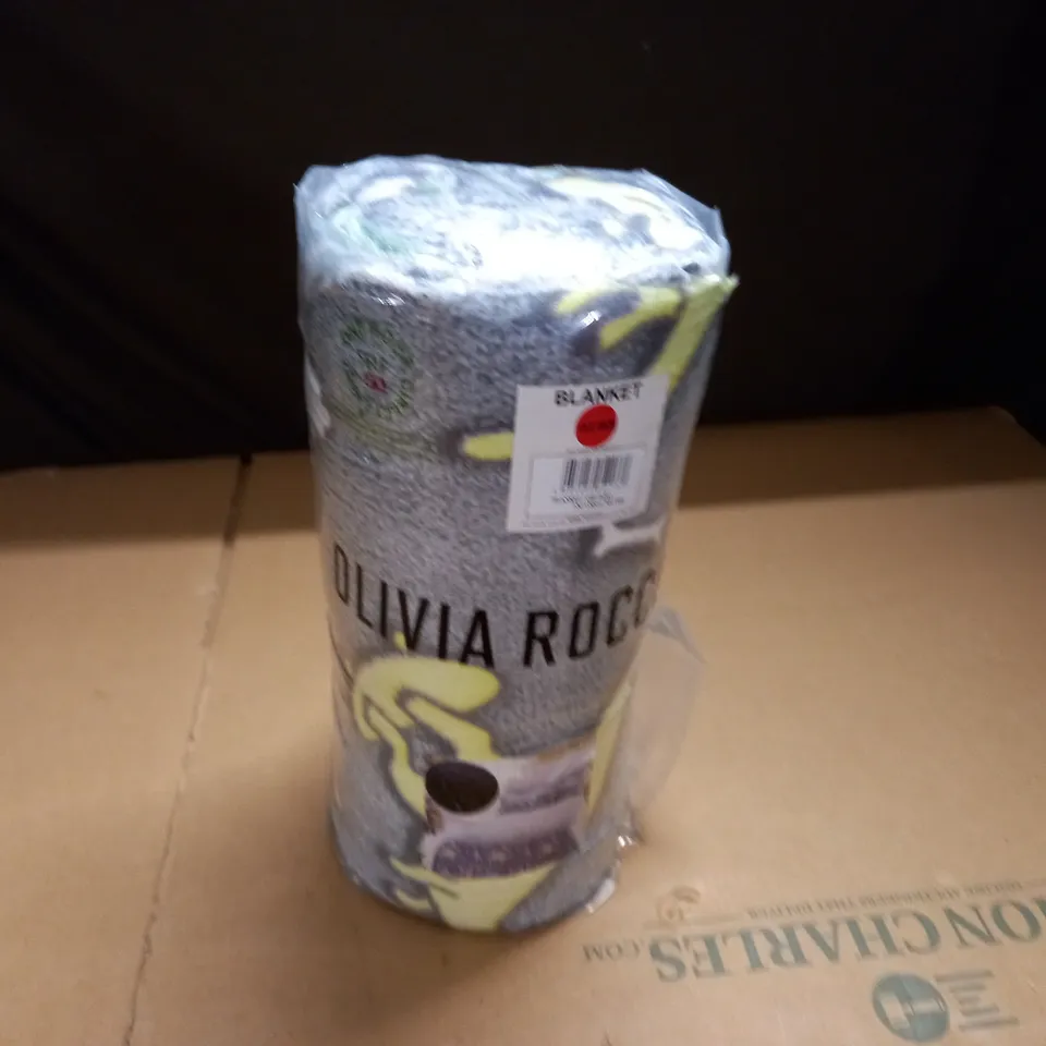 OLIVIA ROCCO SILVER DINO BLANKET - 130X150CM