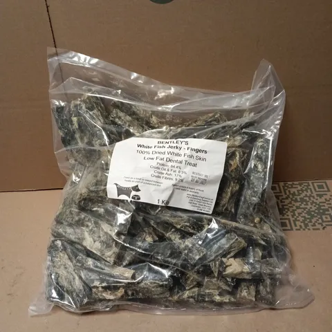 BENTLEYS WHITE FISH JERKY FINGERS LOW FAT DENTAL TREAT FOR DOGS 1KG
