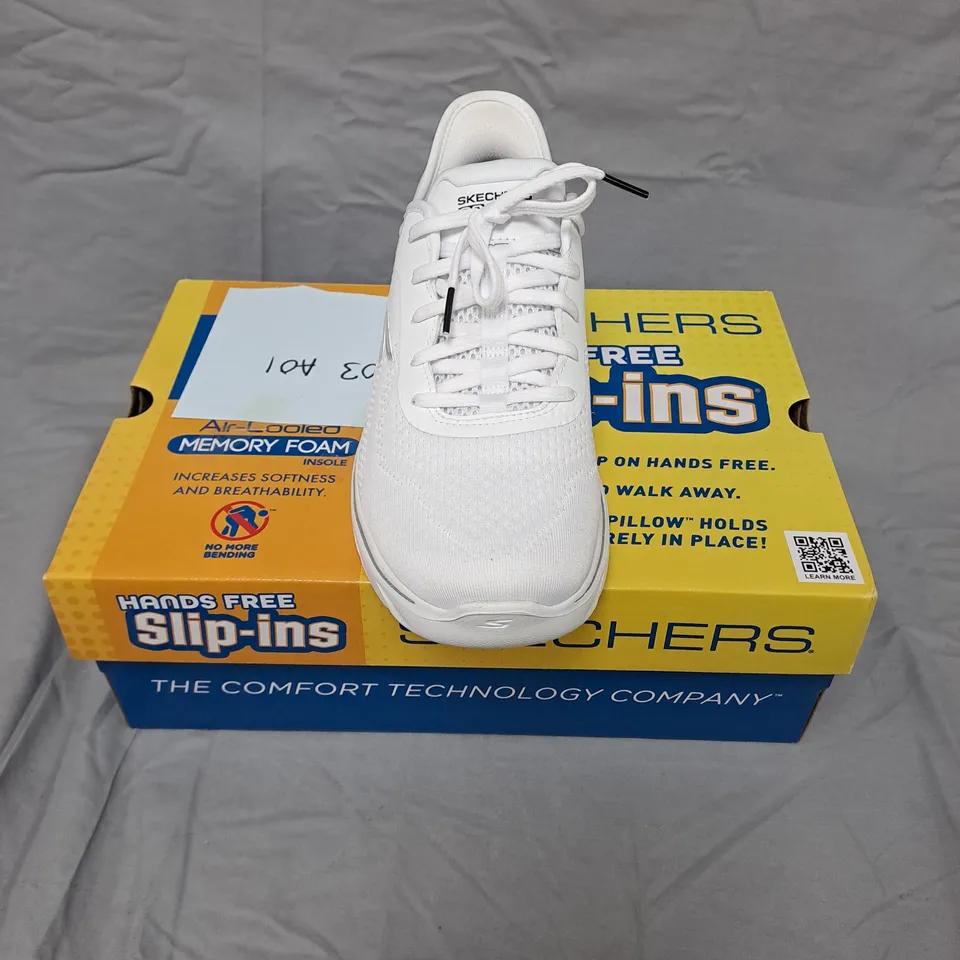 SKECHERS SLIP-INS WHITE SNEAKERS – BOXED - 6