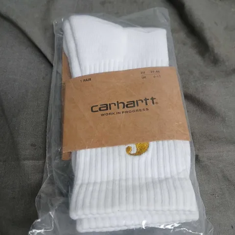 CARHARTT WHITE COTTON SOCKS – 1 PAIR (EU 39-46 / UK 6-11)