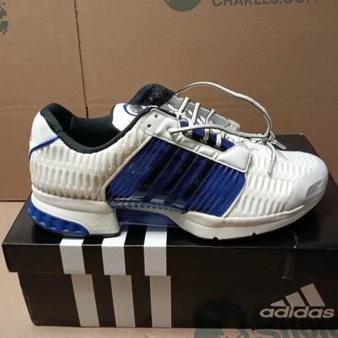 BOXED PAIR OF ADIDAS CLIMACOOL TRAINERS IN WHITE/BLUE - UK 11