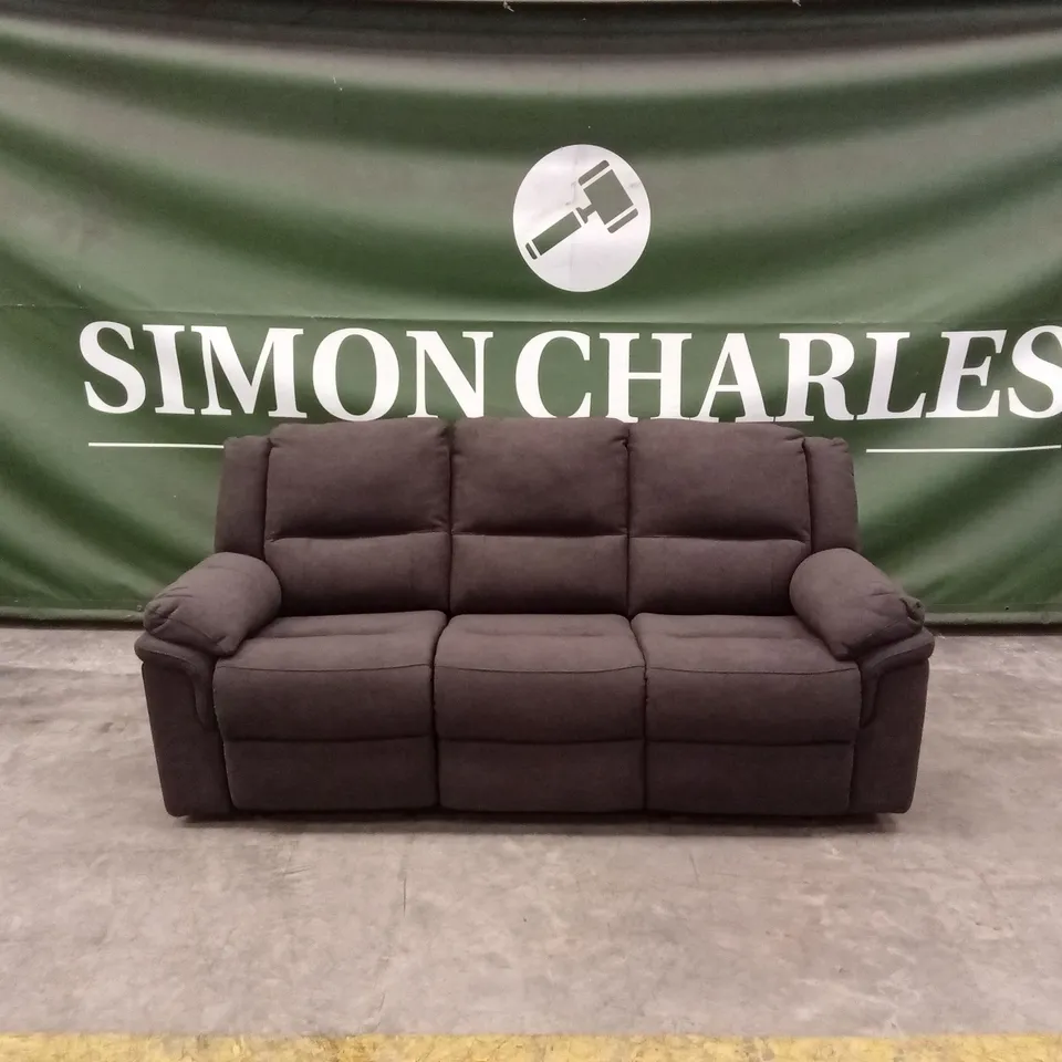 ALBION FABRIC 3 SEATER HIGH BACK MANUAL RECLINER SOFA - CHARCOAL RRP £749