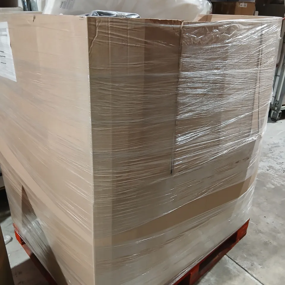 PALLET OF APPROXIMATELY 21 ASSORTED PRODUCTS TO INCLUDE; REALLY USEFUL CLEAR STORAGE BOXES, RU BOX AND LID, GH DRAWER UNIT, SCULPTURAL SHELF, LOZENGE MIRROR GOLD AND TRAVEL MATTRESS