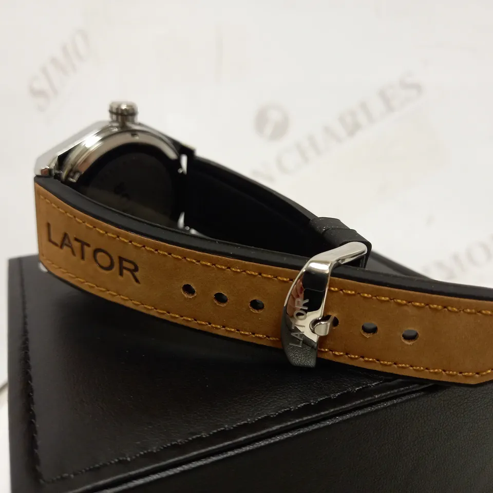 LATOR CALIBRE BROWN TWO-TONE DIAL RUBBER STRAP WRISTWATCH RRP £640