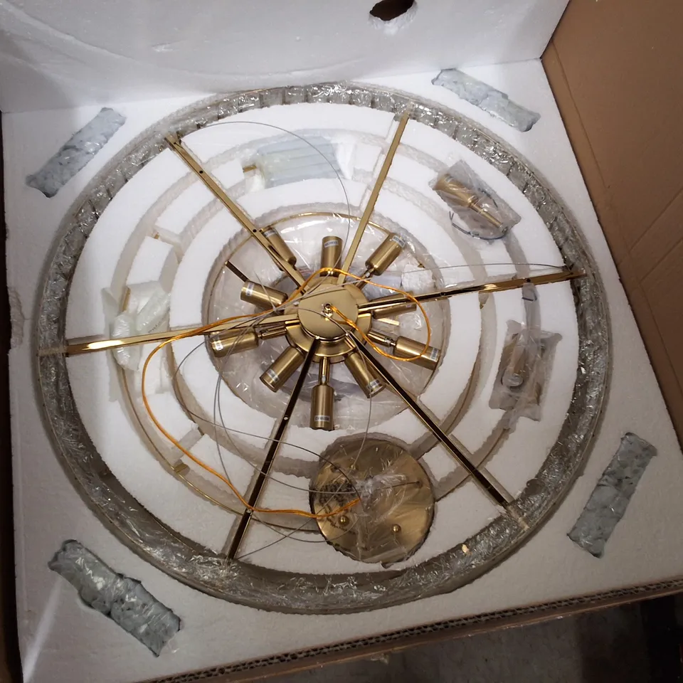 BOXED 10-LIGHT CRYSTAL CHANDELIER