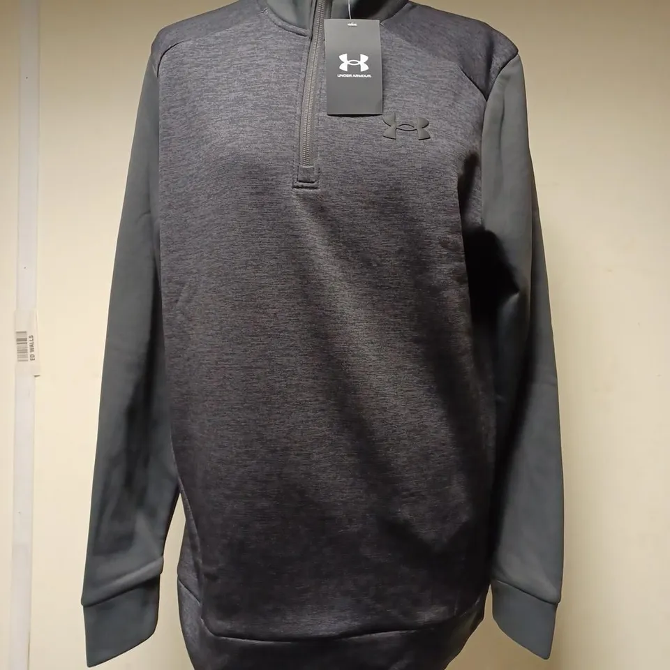 MEN'S ARMOUR FLEECE TWIST ¼ ZIP JET GRAY / BLACK S - UNDER ARMOUR