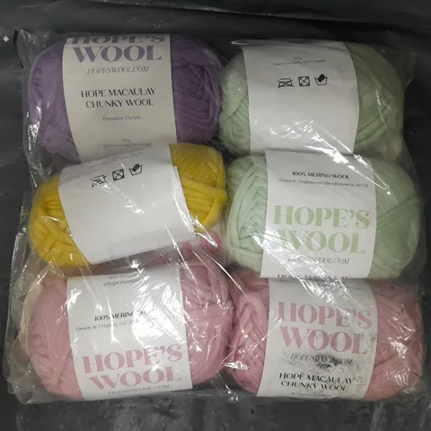 HOPE'S WOOL SET OF 6 KNITTING YARNS IN VARIOUS COLOURS