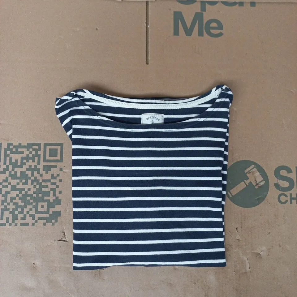 JOULES MARINERS GRADE LONG SLEEVE STRIP T-SHIRT IN NAVY/WHITE SIZE UK 20