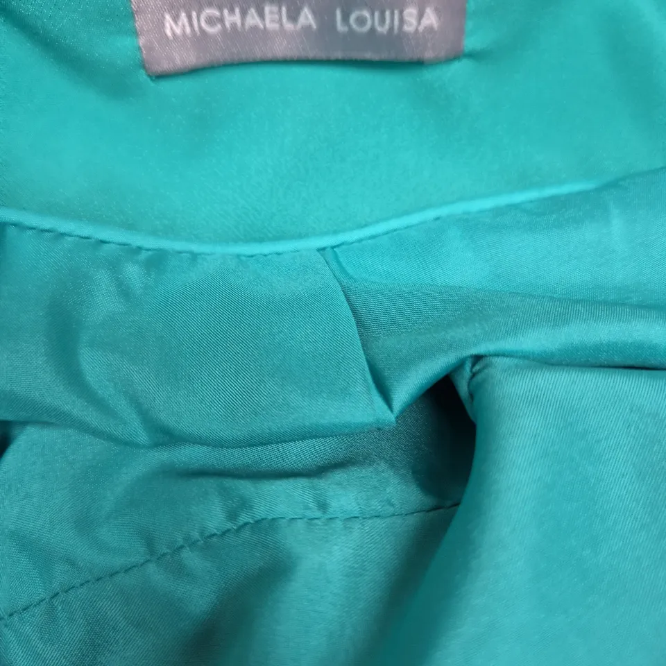 MICHAELA LOUISA TEAL SATIN JACKET / BLAZER – STYLE 8812 – UK 14 / USA 10
