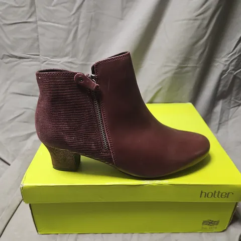 HOTTER WOMEN'S MAROON LEATHER ANKLE BOOTS β UK 6.5 (EU 40) β BOXED