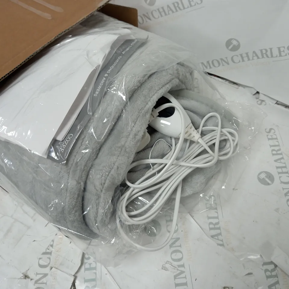 COZEE HOME HEATED BLANKET IN LIGHT GREY