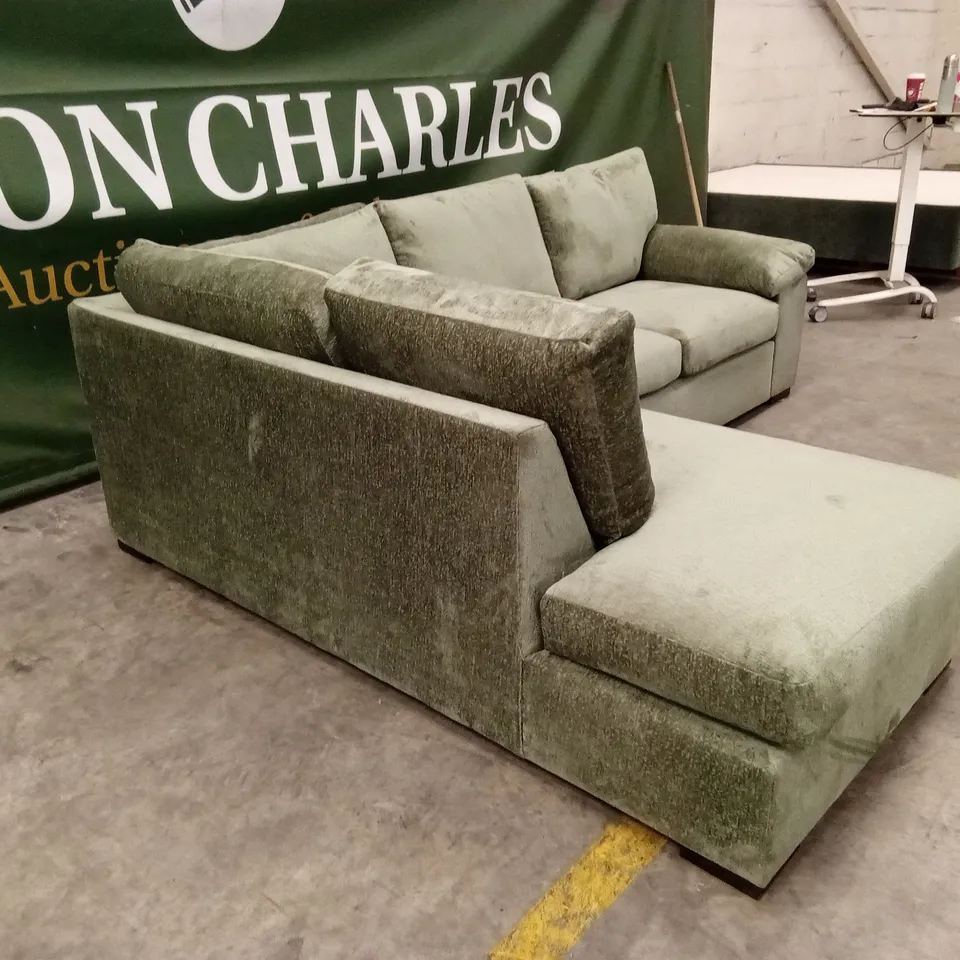 SALERNO STANDARD BACK FABRIC LEFT HAND CORNER CHAISE SOFA - GREEN RRP £999