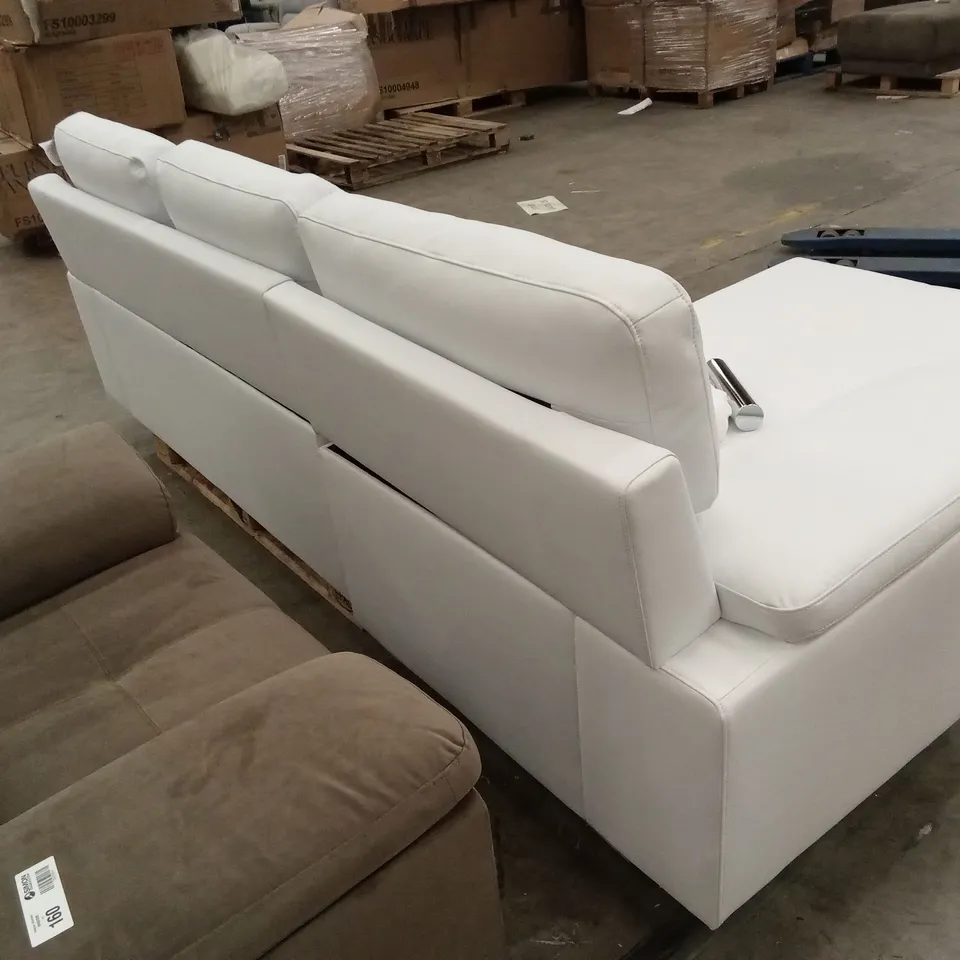 KANSAS L-SHAPE CORNER SOFA, WHITE PREMIUM FAUX LEATHER