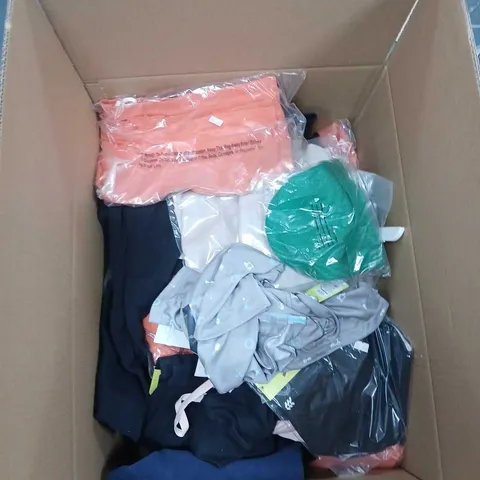 BOX OF APPROXIMATELY 20 ASSORTED CLOTHING ITEMS TO INCLUDE: ALL IN MOTION SHORTS 
