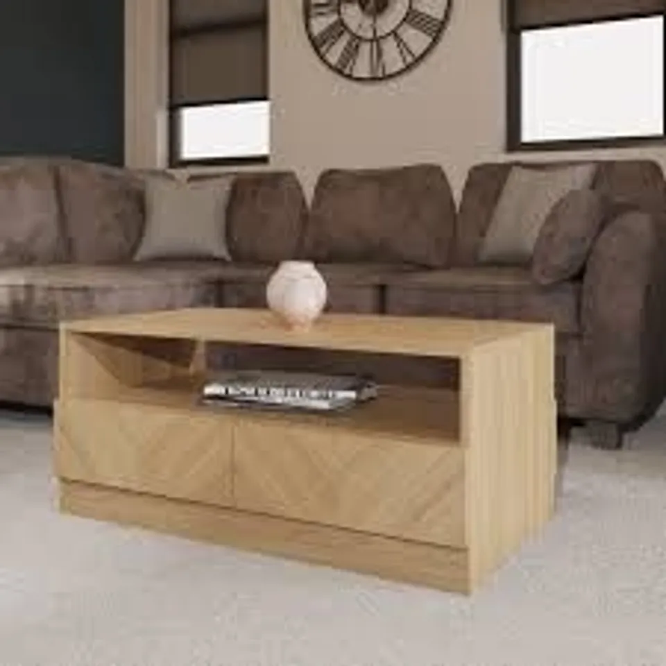 BOXED CATANIA COFFEE TABLE EURO OAK (1 BOX)