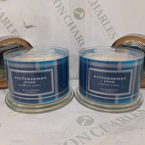 BOXED HOMEWORX BY SLATKIN & CO SET OF 2 WINTERBERRY PINE SCENTED CANDLES