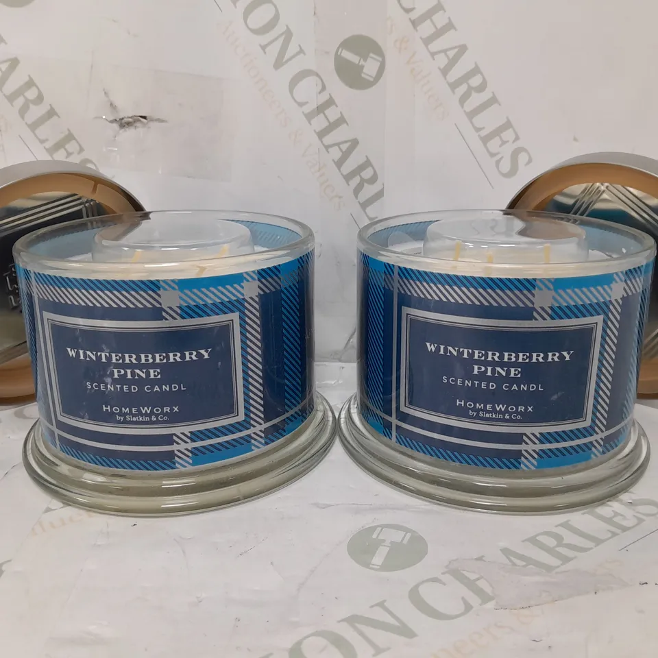 BOXED HOMEWORX BY SLATKIN & CO SET OF 2 WINTERBERRY PINE SCENTED CANDLES