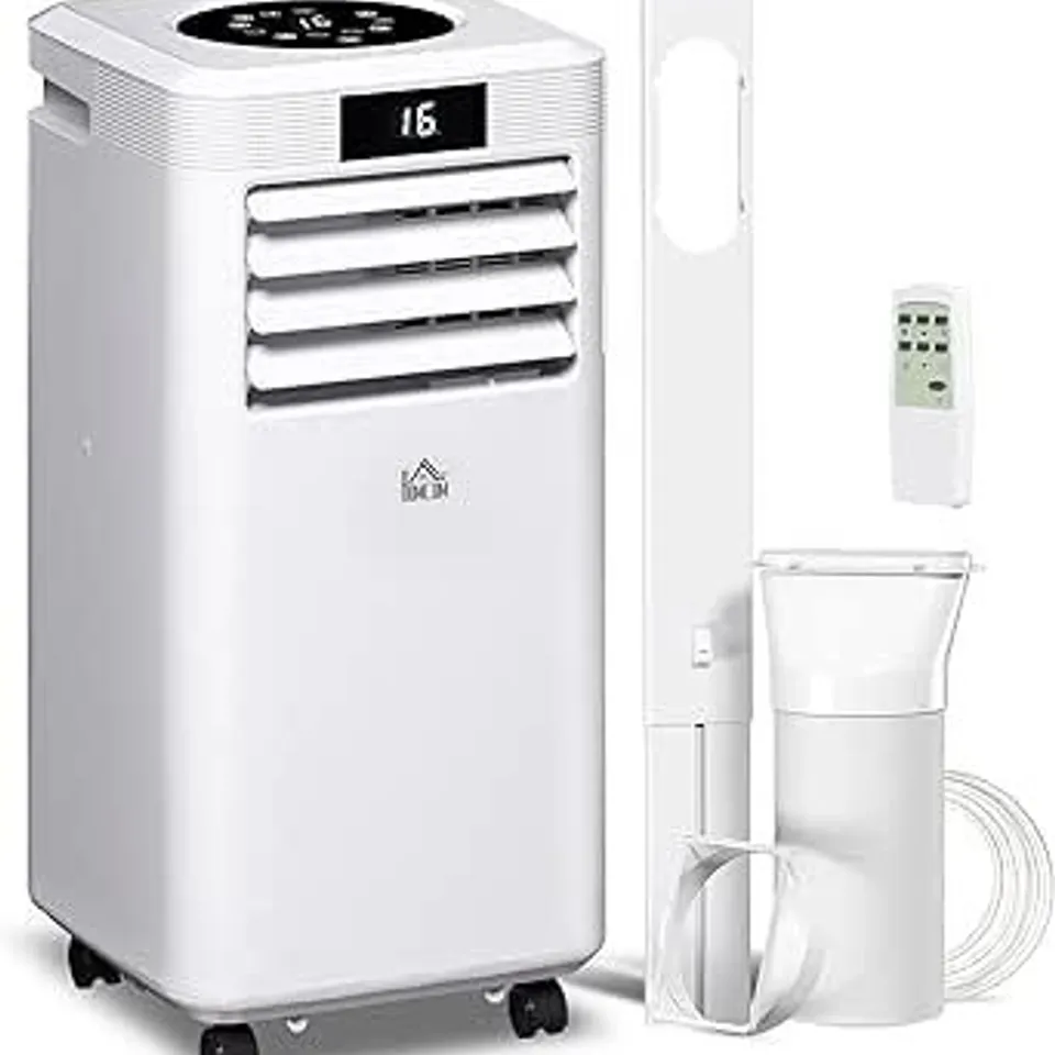 Boxed HOMCOM 10000 BTU Air Conditioning Unit, 3-in-1 Portable Air Conditioner, Dehumidifier, Cooling Fan with Remote Control, Digital Display, 2 Speeds, 24H Timer, Window Venting Kit, 22m² (1 box)
