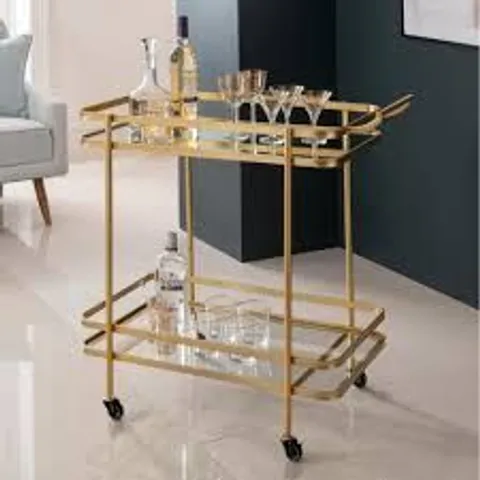 BRAND NEW HOMESDIRECT365 2 SHELF GOLD DRINKS TROLLEY 