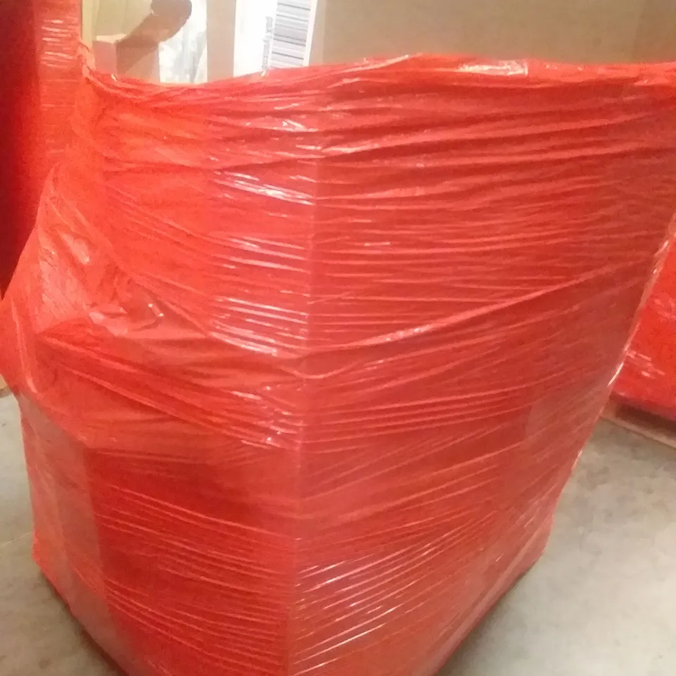 PALLET OF ASSORTED ITEMS INCLUDING TELESCOPIC LADDER, TOILET SEAT, PANS, COMPUTER DESK