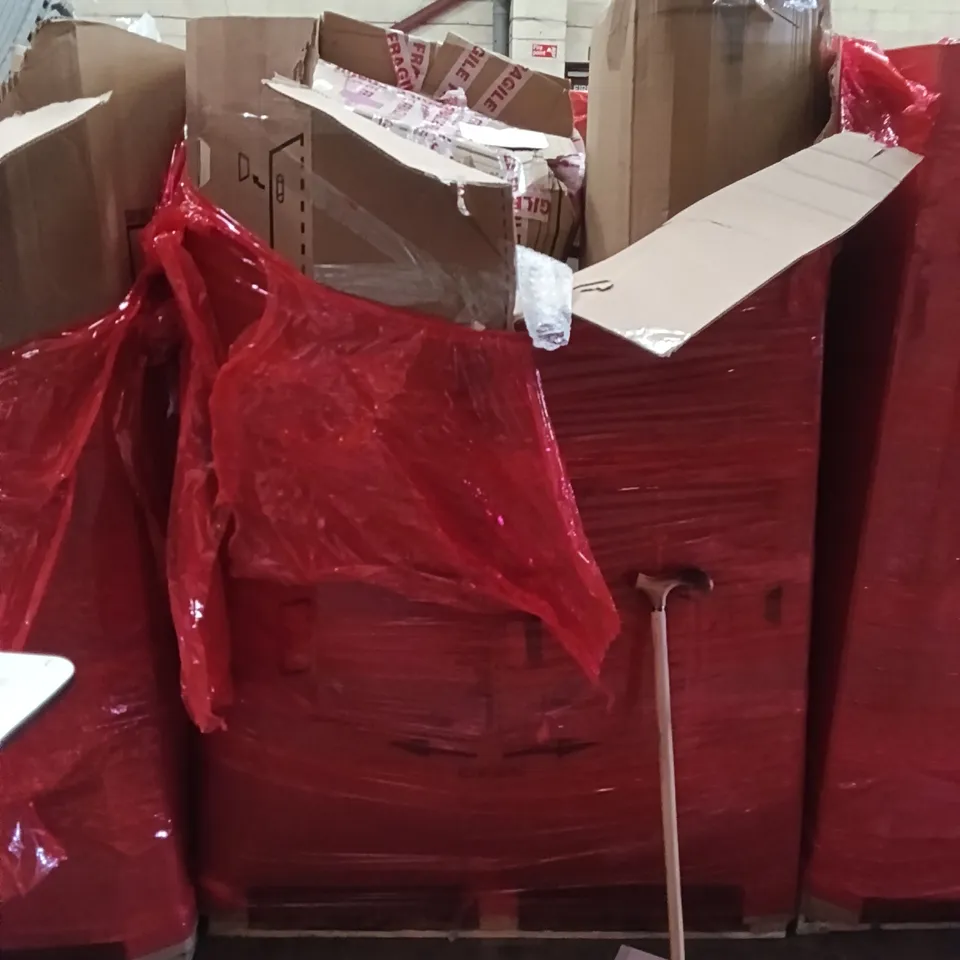 PALLET OF ASSORTED ITEMS TO INCLUDE - INSTANT DUSTER PRO, HIGH QUALITY WOODEN WALKING STICK, WINDOW CURTAIN RAIL