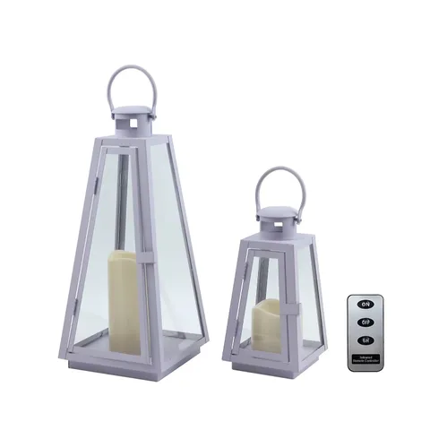 MY GARDEN STORIES SORBET COLLECTION SET OF 2 LANTERNS WITH LED CANDLES