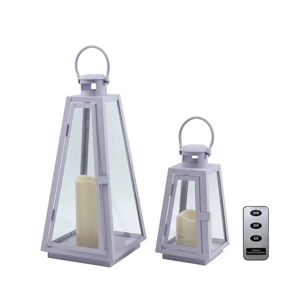 MY GARDEN STORIES SORBET COLLECTION SET OF 2 LANTERNS WITH LED CANDLES
