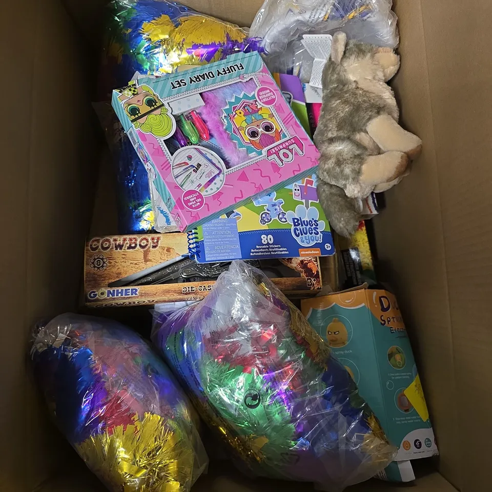 LARGE QUANTITY OF ASSORTED TOYS AND GAMES TO INCLUDE - LOL , TEDDIES  AND TOY GUNS 