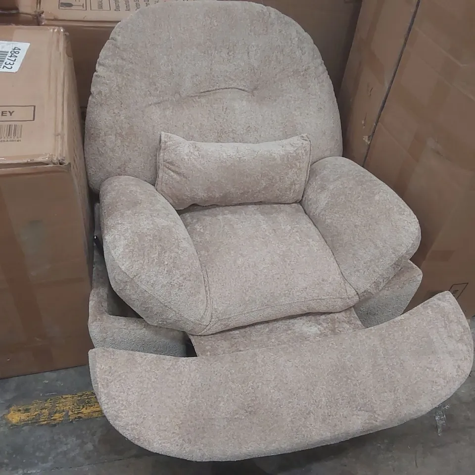 PHOENIX MANUAL RECLINER SWIVEL & ROCKER TEDDY BOUCLE FABRIC CHAIR