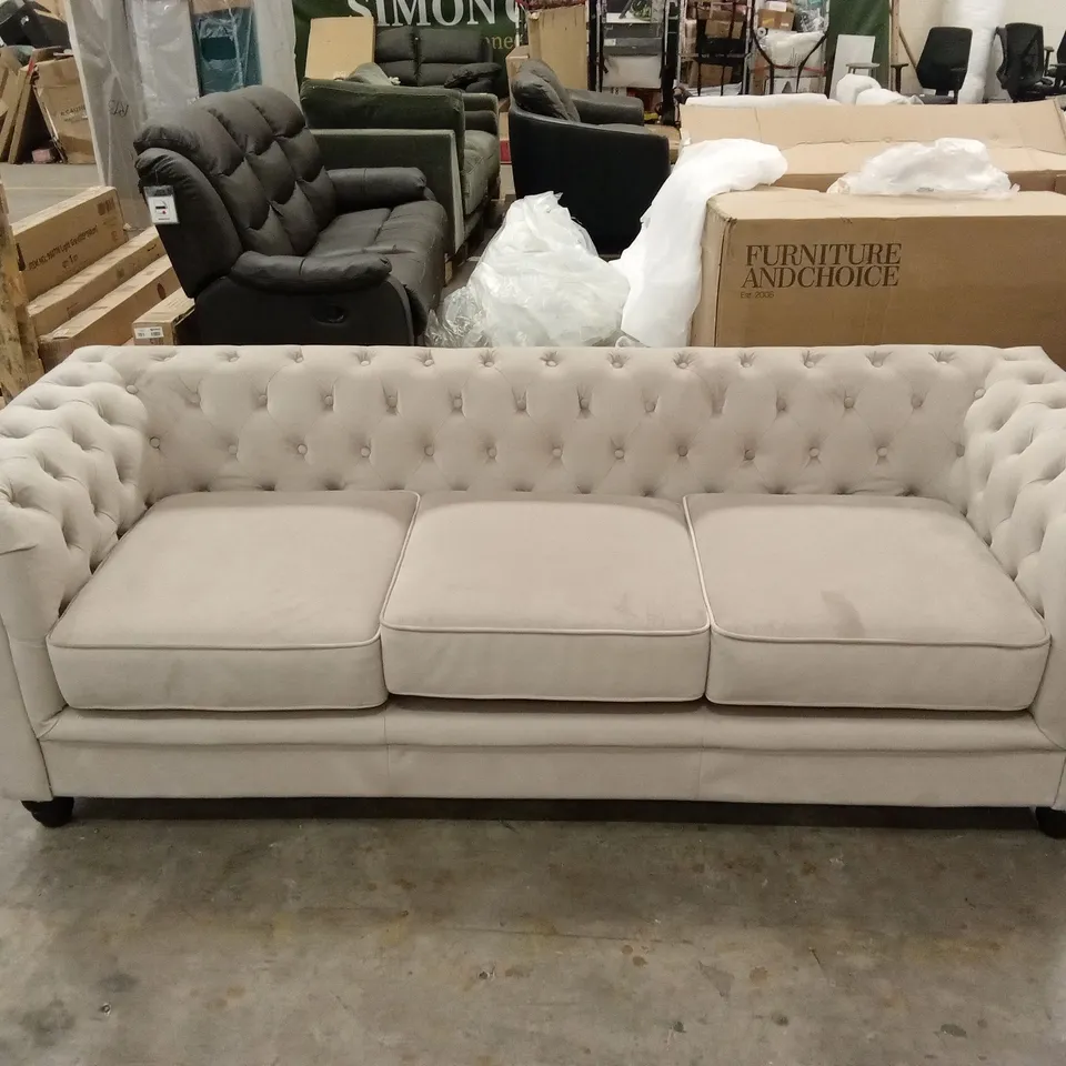 HAMPTON 3 SEATER CHESTERFIELD SOFA, CHAMPAGNE CLASSIC VELVET