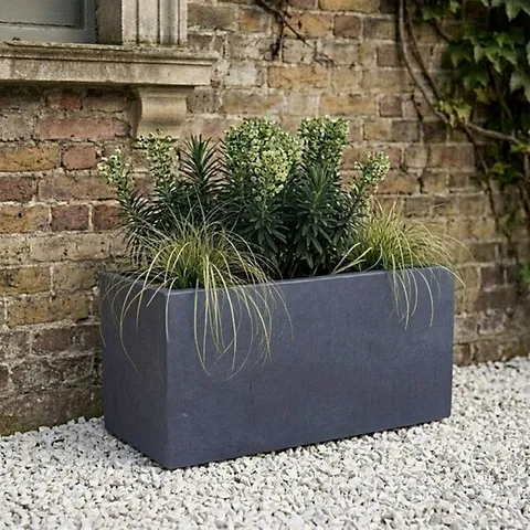 BOXED IDEALIST™ SLATE GREY, RECTANGULAR GARDEN PLANTER, L65 x W19 x H30cm, 37L