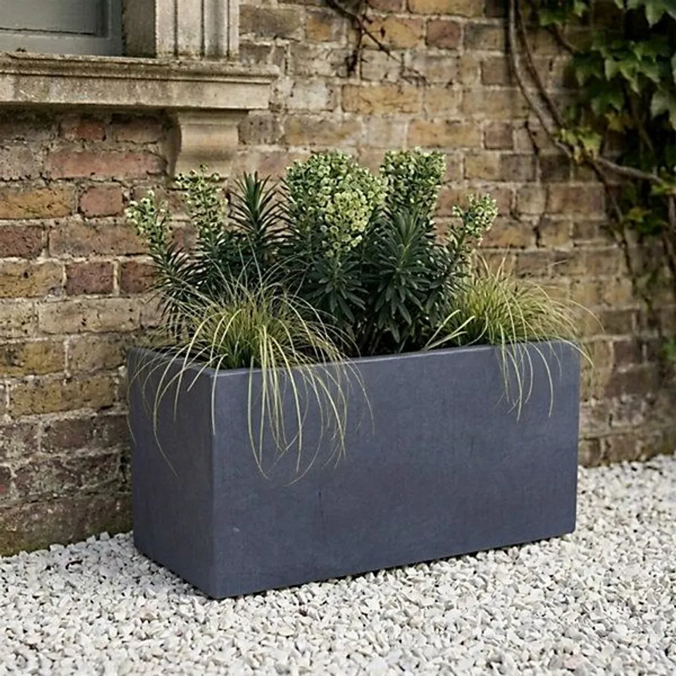 BOXED IDEALIST™ SLATE GREY, RECTANGULAR GARDEN PLANTER, L65 x W19 x H30cm, 37L
